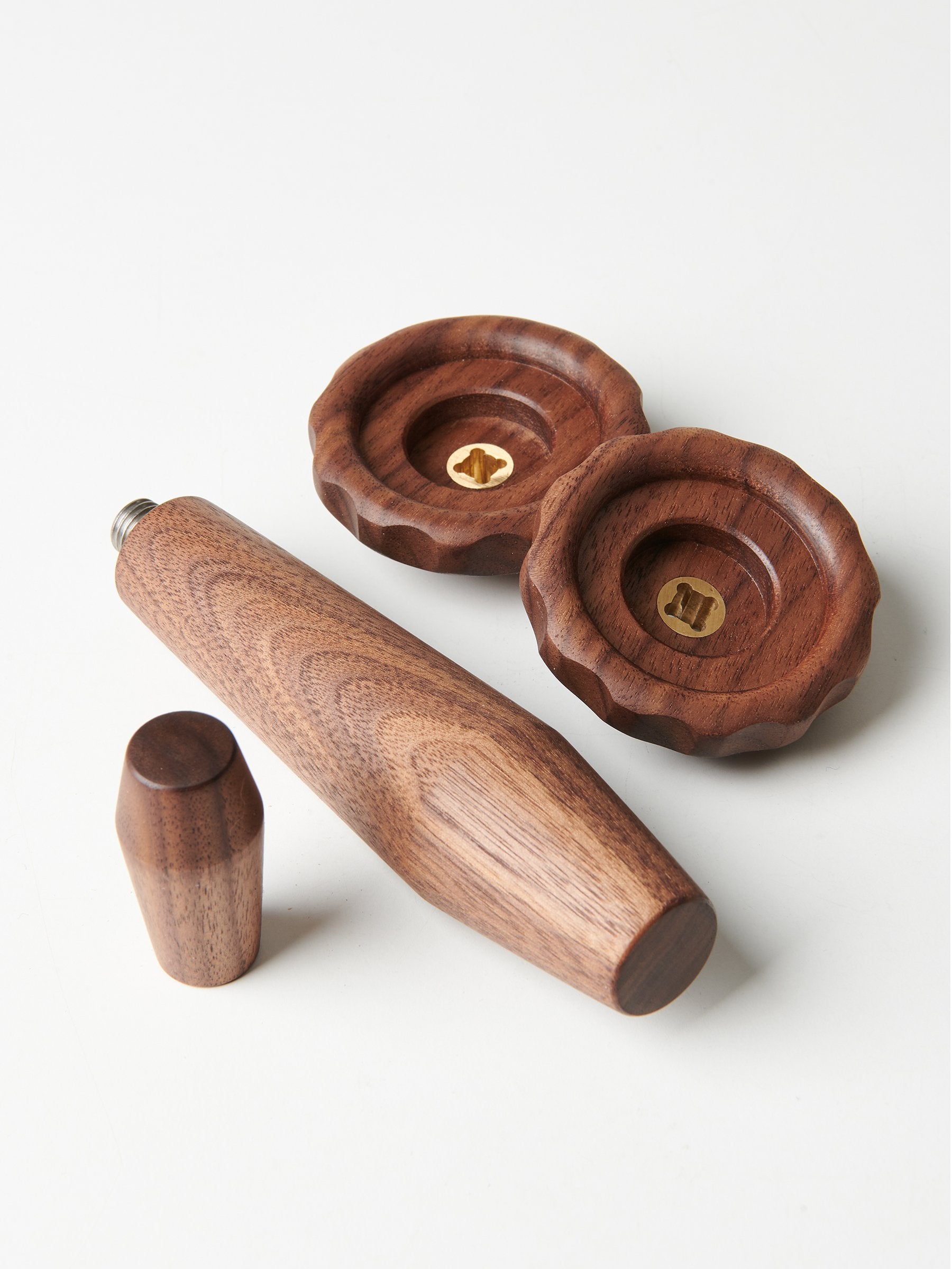 A dark walnut Specht Wood Kit for a Rocket Espresso machine.